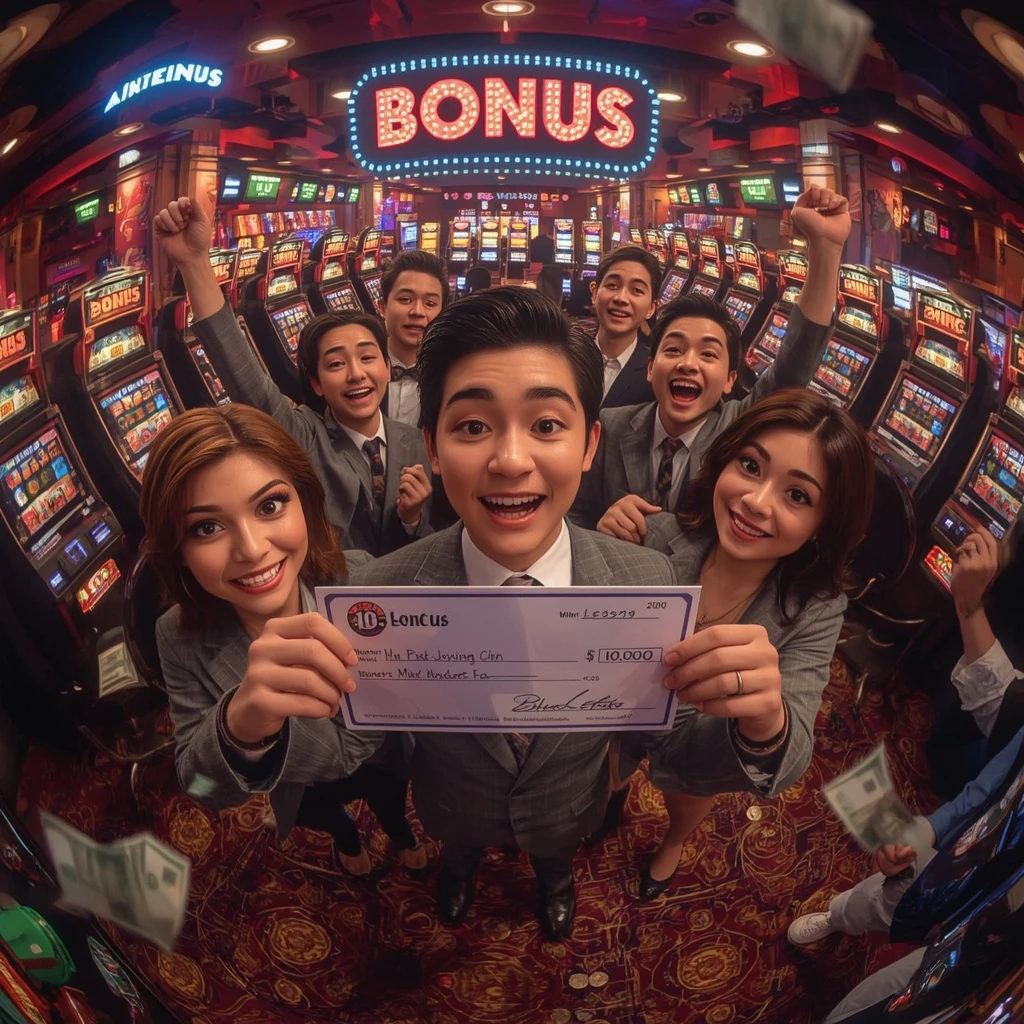 bonus dans les mains d'un homme au casino WISHWIN CASINO